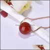 Pendant Necklaces & Pendants Jewelry Artificial 10Mm Round Bead Carnelian Necklace With Stainless Steel Chain Crystal Stone For Women Jk39Fj