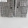 Femmes Vintage Houndstooth Tassel Design Sans Manches Veste Veste Office Lady Converses de gilet Poches de gilet De Worktwear Tops CT685 210416