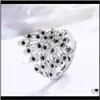 Jewelryluxury Female Peacock Crystal Big Ring Cute Sier Color Open Engagement Vintage Stone Wedding Rings For Women Drop Delivery 2021 Td1Zn