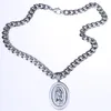 Jungfrau-Maria-Anhänger-Halskette für Damen und Herren, komplett aus poliertem 316L-Edelstahl, silberfarben, religiöse Objekte