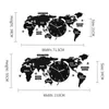 MEISD sans poinçon grande carte du monde autocollants faciles à poser Horloge murale montre à Quartz muet moderne auto-adhésif Design Horloge Art 220115