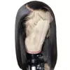 14 "HD прозрачный парик фронта шнурка боб необработанные перуанские волосы плотность 180% предварительно сорванные бесклеевые кружевные фронтальные парики длина до плеч Полный натуральный HD 13x4