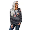 Floral Leopard Gestreepte Print Dames T-shirt Casual O-hals Lange Mouw Vrouwelijke Blouses Plus Size W674 210526
