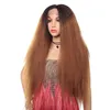 factory direct 32 inches Kinky Straight Synthetic Lace Front Frontal Wigs Simulation Human Hair T Color perruques de cheveux humains