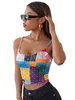Produkt Tie Dye Y2K Top Women Street Hipster Spaghetti Strap Slim Crop Tee T-shirt Femme K-Pop Style Tunic Partihandel 210525