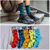 HipHop Tie-dye Men and Women Socks Cotton Colorful Vortex Graffiti Funny Happy Fashion Personality Skateboard Soft Girl Sockings