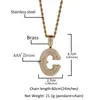 Mode DIY individuelle Namensbuchstaben-Halskette, vergoldet, voller CZ, Ice Out-Buchstaben-Anhänger-Halskette für Männer und Frauen mit 3 mm 24-Zoll-Seilkette