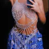 Sexy Bikini Chain Pak Tassel Rhinestone 2021 Fashion Stage Party Glas Body Sieraden Waterdruppel Buik Kettingen