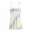 Summer Women's Tie-dye Dress Chic Simple Fresh Female Dress Sleeveless Beach Holiday 210507