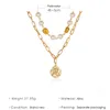 Pendant Necklaces Vintage Pearl Choker Simple Multi-layer Gold Color Portrait Coin Clavicle Chains For Women Trendy Boho Jewelry