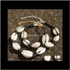 Charm Bracelets Beach Seashell Knitted Anklet Braided Sea Shell Fashion Foot Jewelry For Women And Girls (Black) Drop Delivery 2021 Lji8K