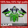 Fairings Kit ل Kawasaki Ninja ZX-6R ZX-636 ZX600 ZX600CC 98-99 هيكل السيارة 16NO.3 ZX-600 600CC ZX636 ZX6R 98 99 ZX 636 600 CC 6R 6R 1998 1999 دراجة نارية Bodys Factory Green Blk