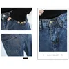 Lâche Denim Casual Vintage Blue Jeans Femmes Printemps et Automne Mode Haute Taille Droite Sarouel Pantalon 10827 210417