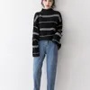 Dames Gebreide Pullover Herfst Sexy O-hals Batwing Mouw Button Oversized Sweater Casual Losse Vaste Vrouwelijke Tops 210427