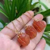Pendant Necklaces 15-20mm Small Natural Stone Necklace Steel Chain Wire Wrap Rock Raw Red Agates Carnelian Crystal Women Femme293w