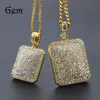 Mens Gold Cuban Link Chain Fashion Hip Hop Jewelry with Full Rhinestone Bling Bling Diamond Dog Tag Iced Out Pendant Necklaces 745 T2