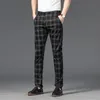 Męskie spodnie Męskie Męskie Kolo Plaid Men Autumn Business Office Straight Slim Casual Suit Spodni Work Pants for Male Classic Clothing