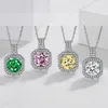 100% 925 pendentifs collier en argent pour femmes 2ct 8mm blanc/jaune/rose/vert CZ Zircon luxe Pierscionki bijoux chaîne colliers XDZ095