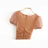 Chu Sau Schönheit Mode Party Stil Deep Square Kragen Minikleid Frauen Casual Puff Sleeve Enge Sexy Sommer Damen Kleider 210508