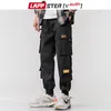 Armia Green Cargo Spodnie Mężczyźni Mężczyzna Japońska Streetwear Wstążka Spodnie dresowe Czarny Joggers Track Plus Size 210420