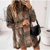 Summer Women Shirt Dress Plaid Oversize Ladies Short Dresses Irregular Long-sleeve Check Button Loose Casual Female Vestido 210518