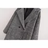 Misturas de lã feminina Office Lady Lady Girl Girl Girls Plaid Woolen Coat 2022 Spring-Autumn Fashion Collar Woman Elegant Loose Bery22