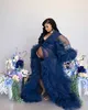 Navy Maternity Tulle Sleepwear Wedding Anniversary Robes Graviditet Lady Art Photography Dress Custom Made Long Sleeve Party Evening Gowns