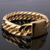 Länk, Kedja 16mm bred 7-11 "Längd Charmig smycken 316L Rostfritt stål Guld Kubansk Curb Mens Womens Armband Handgjorda Armband