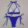Sexy Bikini 2021 Swimsuit Mulheres Ruffle Swimwear Feminino Bandage Halter Bikini Set Brasileiro Terno Banheira Praia Wear Biquinix0523