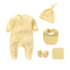 Född babyflickor kläder ren bomull romer för pojkar och baby kläder vår spädbarn kombination 210816