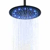 Matt svart 25x25 cm duschhuvud LED 3 färgtemperatur byte av badrumshissande duschregn