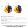 Somesoor Independence Day Tournesol Drapeau américain Boucles d'oreilles en bois Usa Soul Design Boucles d'impression Dangle Bijoux pour femmes Cadeau Q0709