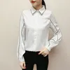 Blusas Mujer rechazada Cuello Oficina Tops Tops Blusa Blanca Manga Larga Blusa de gasa Tops y Blusas C376 210426