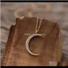 Necklaces & Pendants Jewelry Drop Delivery 2021 Necklace Sun Star Moon Shape Pendant Crystal Setting Metal Chain Gold Color Plated Women Girl