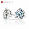 Gigajewe Total 3CT EF VVS1 Diamond Stud Brinco Moissanite 18K Branco banhado a ouro 925 jóias de prata mulher namorada presente GMSE-014