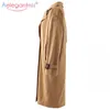 Aelegantmis Höst Kvinnor Casual Oversize Trench Coat Loose Vintage Washed Outerwear Ladies High Street Long Overcoat 210607