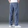 Jeans droits pour hommes, grande taille 42 44, décontracté, extensible, Simple, classique, ample, confortable, pantalon en Denim, vêtements de marque pour hommes G0104