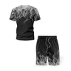 Tuta da uomo Imposta estate 2021 New Casual T-shirt + pantaloncini Tuta sportiva Abbigliamento streetwear Abbigliamento da jogging Uomo 2 pezzi Set Tute da pista X0610