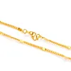 Kvinnors 24K guldpläterad halsband i sidled 4d kedjor njgn078 mode bröllopsgåva gul guldplatta kedja halsband