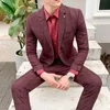 Jacke + Hosen Frühjahr Neue Karierten Anzug Männer Kleidung 2021 Einfach Alle Spiel Slim Fit Hochzeit Kleid Business Formale tragen