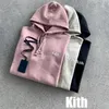 Kith 후드 스웨터 자수 로고 퓨어 코튼 버튼 라운드 넥 느슨한 가을, 겨울 얇은 긴 소매 캐주얼