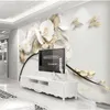 Duvar Kağıtları Özel Duvar Kağıdı Modern Güzel Phalaenopsis Takı Çiçekler Işık Lüks 3D TV Arka Plan Walll Sticker Papel de Parede Tapet