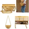 Bolsa de fibra de bambu bolsas crossbody bolsas de ombro artesanal saco de mão saco de mão mulheres oco moda embreagem bolsa carteira