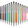 Bling 2-in-1 Crystal Diamond Penne a sfera Schermo Touch Stylus Pen Office School Forniture di cancelleria XBJK2112