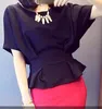 Abbigliamento donna coreano moda camicetta in chiffon manica a pipistrello solido taglie forti camicie donna top 3624 50 210415