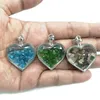 JLN Natural Crystal Mineral Ornament Hängsmycke Grus Gems önskar flaskhjärtan med mässingskedja Alla hjärtans gåva för Gilrs och kvinnor