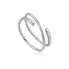 Bague réglable d'ouverture en argent 925 minimaliste CZ, bijoux de mode pour femmes, cadeaux d'anniversaire, bijoux de banquet de mariage, vente en gros x0715