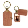 Ui Amazon Populär Promotion Souvenir Present Custom Logo Portable Straps Läder Keychain Blank Wood Laser Gravering Keychains
