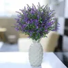 装飾的な花の花輪8束/パック人工的な偽のラベンダー紫外線抵抗性低木植物の植物は家の装飾のためのフェード・フェイクプラスチック緑