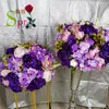 Fleurs décoratives Couronnes SPR Mariage Fleur de mariage Artificielle Soie Rose Hydrangea Ball Table Centre-pièce Ivoire 10pcs / Lot
